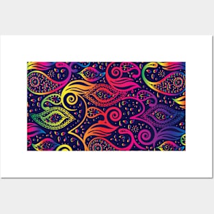 Colorful Paisley Bohemian Breeze Art - Spectrum Gradient Posters and Art